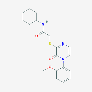 molecular formula C19H23N3O3S B2624856 N-cyclohexyl-2-[4-(2-methoxyphenyl)-3-oxopyrazin-2-yl]sulfanylacetamide CAS No. 899759-30-9