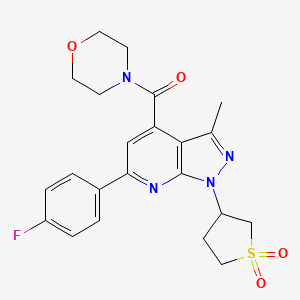 molecular formula C22H23FN4O4S B2624859 (1-(1,1-dioxidotetrahydrothiophen-3-yl)-6-(4-fluorophenyl)-3-methyl-1H-pyrazolo[3,4-b]pyridin-4-yl)(morpholino)methanone CAS No. 1021214-94-7