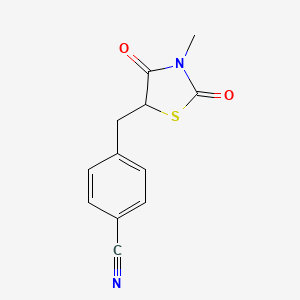 molecular formula C12H10N2O2S B2624865 4-[(3-Methyl-2,4-dioxo-1,3-thiazolidin-5-yl)methyl]benzonitrile CAS No. 866019-15-0