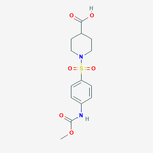 molecular formula C14H18N2O6S B2624881 1-(4-Methoxycarbonylamino-benzenesulfonyl)-piperidine-4-carboxylic acid CAS No. 321970-65-4