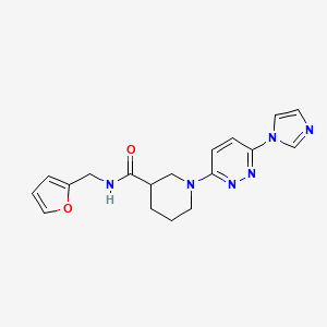 molecular formula C18H20N6O2 B2624883 1-(6-(1H-imidazol-1-yl)pyridazin-3-yl)-N-(furan-2-ylmethyl)piperidine-3-carboxamide CAS No. 1286727-43-2