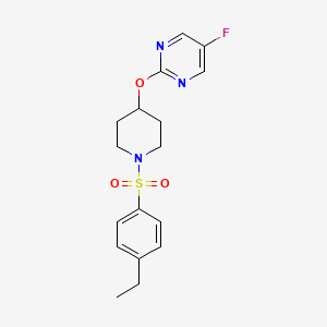 molecular formula C17H20FN3O3S B2624884 2-[1-(4-Ethylphenyl)sulfonylpiperidin-4-yl]oxy-5-fluoropyrimidine CAS No. 2380088-26-4