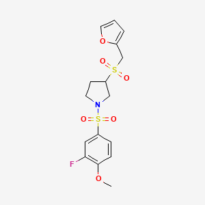 molecular formula C16H18FNO6S2 B2624886 1-((3-Fluoro-4-methoxyphenyl)sulfonyl)-3-((furan-2-ylmethyl)sulfonyl)pyrrolidine CAS No. 1795492-81-7