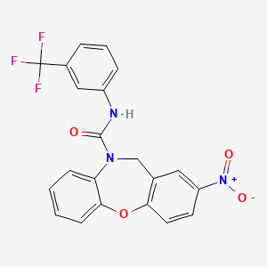 molecular formula C21H14F3N3O4 B2624892 2-nitro-N-[3-(trifluoromethyl)phenyl]dibenzo[b,f][1,4]oxazepine-10(11H)-carboxamide CAS No. 866157-23-5