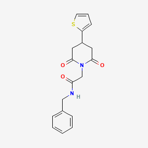 molecular formula C18H18N2O3S B2624907 N-benzyl-2-(2,6-dioxo-4-(thiophen-2-yl)piperidin-1-yl)acetamide CAS No. 1396768-54-9