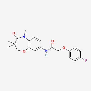 molecular formula C20H21FN2O4 B2624909 2-(4-fluorophenoxy)-N-(3,3,5-trimethyl-4-oxo-2,3,4,5-tetrahydrobenzo[b][1,4]oxazepin-8-yl)acetamide CAS No. 921793-00-2