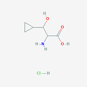 molecular formula C6H12ClNO3 B2624911 2-Amino-3-cyclopropyl-3-hydroxypropanoic acid;hydrochloride CAS No. 2408962-13-8