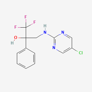 molecular formula C13H11ClF3N3O B2624923 3-[(5-Chloropyrimidin-2-yl)amino]-1,1,1-trifluoro-2-phenylpropan-2-ol CAS No. 2379984-26-4