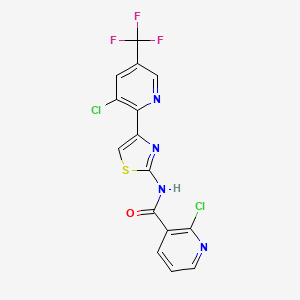 molecular formula C15H7Cl2F3N4OS B2624925 2-chloro-N-{4-[3-chloro-5-(trifluoromethyl)pyridin-2-yl]-1,3-thiazol-2-yl}pyridine-3-carboxamide CAS No. 2062071-23-0