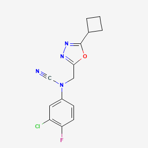 molecular formula C14H12ClFN4O B2624927 3-chloro-N-cyano-N-[(5-cyclobutyl-1,3,4-oxadiazol-2-yl)methyl]-4-fluoroaniline CAS No. 1797624-43-1