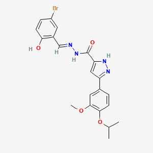 molecular formula C21H21BrN4O4 B2624932 (E)-N'-(5-bromo-2-hydroxybenzylidene)-3-(4-isopropoxy-3-methoxyphenyl)-1H-pyrazole-5-carbohydrazide CAS No. 1285535-66-1