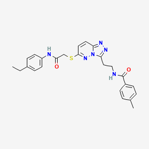 molecular formula C25H26N6O2S B2624958 N-(2-(6-((2-((4-ethylphenyl)amino)-2-oxoethyl)thio)-[1,2,4]triazolo[4,3-b]pyridazin-3-yl)ethyl)-4-methylbenzamide CAS No. 872994-67-7
