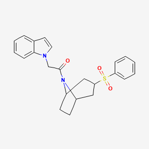 1-[3-(benzenesulfonyl)-8-azabicyclo[3.2.1]octan-8-yl]-2-(1H-indol-1-yl)ethan-1-one