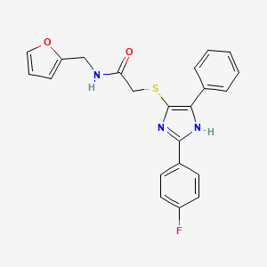 molecular formula C22H18FN3O2S B2624961 2-{[2-(4-fluorophenyl)-5-phenyl-1H-imidazol-4-yl]thio}-N-(2-furylmethyl)acetamide CAS No. 901233-53-2