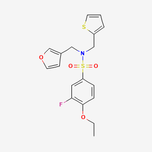 molecular formula C18H18FNO4S2 B2624962 4-ethoxy-3-fluoro-N-(furan-3-ylmethyl)-N-(thiophen-2-ylmethyl)benzenesulfonamide CAS No. 1448043-35-3