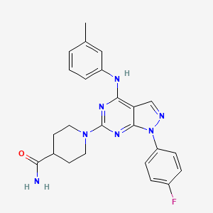 molecular formula C24H24FN7O B2624964 1-(1-(4-fluorophenyl)-4-(m-tolylamino)-1H-pyrazolo[3,4-d]pyrimidin-6-yl)piperidine-4-carboxamide CAS No. 1207019-46-2