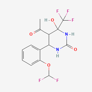molecular formula C14H13F5N2O4 B2624966 5-Acetyl-6-[2-(difluoromethoxy)phenyl]-4-hydroxy-4-(trifluoromethyl)-1,3-diazinan-2-one CAS No. 1005064-24-3
