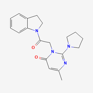 molecular formula C19H22N4O2 B2624972 3-(2-(indolin-1-yl)-2-oxoethyl)-6-methyl-2-(pyrrolidin-1-yl)pyrimidin-4(3H)-one CAS No. 1251631-92-1