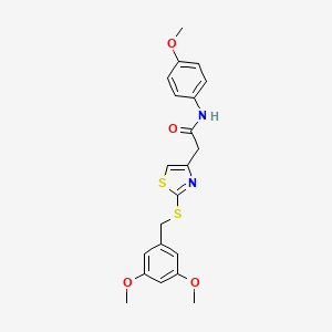molecular formula C21H22N2O4S2 B2624978 2-(2-((3,5-dimethoxybenzyl)thio)thiazol-4-yl)-N-(4-methoxyphenyl)acetamide CAS No. 941981-38-0