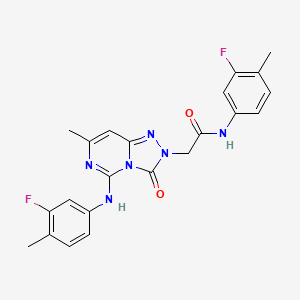 molecular formula C22H20F2N6O2 B2624989 2-[5-(3-fluoro-4-methylanilino)-7-methyl-3-oxo[1,2,4]triazolo[4,3-c]pyrimidin-2(3H)-yl]-N~1~-(3-fluoro-4-methylphenyl)acetamide CAS No. 1251710-89-0