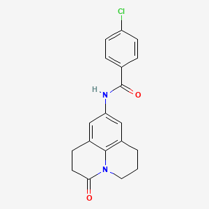 molecular formula C19H17ClN2O2 B2625040 4-Chloro-N-(2-oxo-1-azatricyclo[7.3.1.05,13]trideca-5,7,9(13)-trien-7-yl)benzamide CAS No. 898411-92-2
