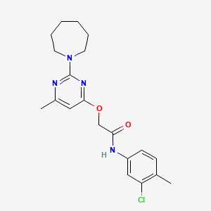 molecular formula C20H25ClN4O2 B2625041 2-{[2-(azepan-1-yl)-6-methylpyrimidin-4-yl]oxy}-N-(3-chloro-4-methylphenyl)acetamide CAS No. 1226442-95-0