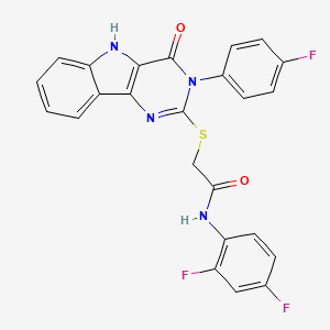 molecular formula C24H15F3N4O2S B2625050 N-(2,4-difluorophenyl)-2-[[3-(4-fluorophenyl)-4-oxo-5H-pyrimido[5,4-b]indol-2-yl]sulfanyl]acetamide CAS No. 536711-11-2