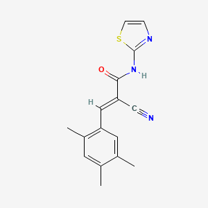 (E)-2-cyano-N-(1,3-thiazol-2-yl)-3-(2,4,5-trimethylphenyl)prop-2-enamide
