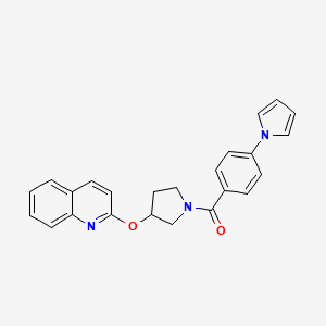 molecular formula C24H21N3O2 B2625068 (4-(1H-pyrrol-1-yl)phenyl)(3-(quinolin-2-yloxy)pyrrolidin-1-yl)methanone CAS No. 1903479-34-4