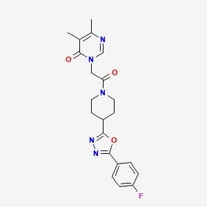 molecular formula C21H22FN5O3 B2625084 3-(2-(4-(5-(4-fluorophenyl)-1,3,4-oxadiazol-2-yl)piperidin-1-yl)-2-oxoethyl)-5,6-dimethylpyrimidin-4(3H)-one CAS No. 1351648-31-1