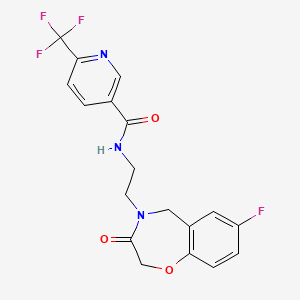 molecular formula C18H15F4N3O3 B2625085 N-(2-(7-fluoro-3-oxo-2,3-dihydrobenzo[f][1,4]oxazepin-4(5H)-yl)ethyl)-6-(trifluoromethyl)nicotinamide CAS No. 2034348-14-4