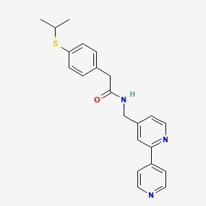molecular formula C22H23N3OS B2625090 N-([2,4'-bipyridin]-4-ylmethyl)-2-(4-(isopropylthio)phenyl)acetamide CAS No. 2034394-75-5