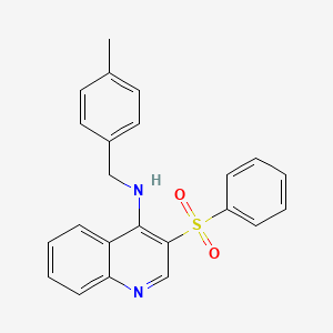 molecular formula C23H20N2O2S B2625094 3-(benzenesulfonyl)-N-[(4-methylphenyl)methyl]quinolin-4-amine CAS No. 895646-73-8