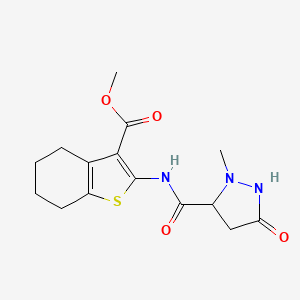 molecular formula C15H19N3O4S B2625099 Methyl 2-(2-methyl-5-oxopyrazolidine-3-carboxamido)-4,5,6,7-tetrahydrobenzo[b]thiophene-3-carboxylate CAS No. 957032-96-1