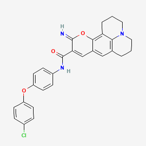 molecular formula C28H24ClN3O3 B2625106 N-[4-(4-chlorophenoxy)phenyl]-11-imino-2,3,6,7-tetrahydro-1H,5H,11H-pyrano[2,3-f]pyrido[3,2,1-ij]quinoline-10-carboxamide CAS No. 866346-54-5