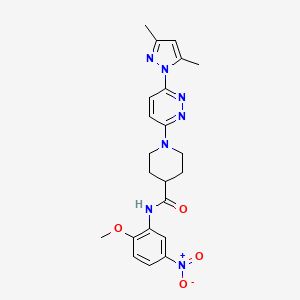 molecular formula C22H25N7O4 B2625134 1-(6-(3,5-dimethyl-1H-pyrazol-1-yl)pyridazin-3-yl)-N-(2-methoxy-5-nitrophenyl)piperidine-4-carboxamide CAS No. 1706251-21-9