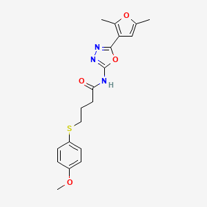molecular formula C19H21N3O4S B2625136 N-(5-(2,5-dimethylfuran-3-yl)-1,3,4-oxadiazol-2-yl)-4-((4-methoxyphenyl)thio)butanamide CAS No. 1251686-40-4
