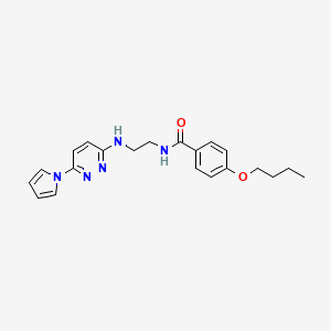 molecular formula C21H25N5O2 B2625150 N-(2-((6-(1H-pyrrol-1-yl)pyridazin-3-yl)amino)ethyl)-4-butoxybenzamide CAS No. 1428374-49-5