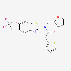molecular formula C19H17F3N2O3S2 B2625165 N-((tetrahydrofuran-2-yl)methyl)-2-(thiophen-2-yl)-N-(6-(trifluoromethoxy)benzo[d]thiazol-2-yl)acetamide CAS No. 1251611-19-4