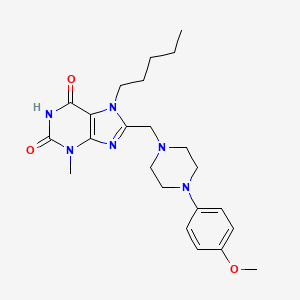 molecular formula C23H32N6O3 B2625167 8-((4-(4-methoxyphenyl)piperazin-1-yl)methyl)-3-methyl-7-pentyl-1H-purine-2,6(3H,7H)-dione CAS No. 847407-67-4
