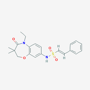 molecular formula C21H24N2O4S B2625178 (E)-N-(5-ethyl-3,3-dimethyl-4-oxo-2,3,4,5-tetrahydrobenzo[b][1,4]oxazepin-8-yl)-2-phenylethenesulfonamide CAS No. 1251711-38-2