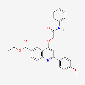 molecular formula C27H24N2O5 B2625182 Ethyl 4-(2-anilino-2-oxoethoxy)-2-(4-methoxyphenyl)quinoline-6-carboxylate CAS No. 1114835-18-5