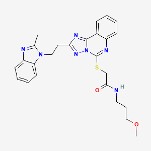 molecular formula C25H27N7O2S B2625188 N-(3-methoxypropyl)-2-[[2-[2-(2-methylbenzimidazol-1-yl)ethyl]-[1,2,4]triazolo[1,5-c]quinazolin-5-yl]sulfanyl]acetamide CAS No. 896699-52-8