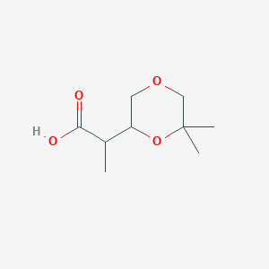 molecular formula C9H16O4 B2625198 2-(6,6-Dimethyl-1,4-dioxan-2-yl)propanoic acid CAS No. 2248300-00-5