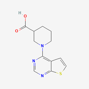 molecular formula C12H13N3O2S B2625199 1-{Thieno[2,3-d]pyrimidin-4-yl}piperidine-3-carboxylic acid CAS No. 771509-89-8