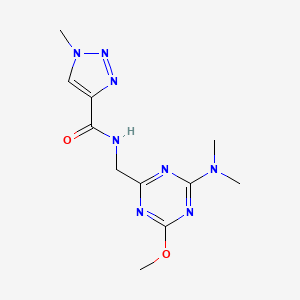 molecular formula C11H16N8O2 B2625202 N-((4-(dimethylamino)-6-methoxy-1,3,5-triazin-2-yl)methyl)-1-methyl-1H-1,2,3-triazole-4-carboxamide CAS No. 2034350-52-0