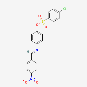 molecular formula C19H13ClN2O5S B2625206 4-{[(4-Nitrophenyl)methylene]amino}phenyl 4-chlorobenzenesulfonate CAS No. 331460-93-6