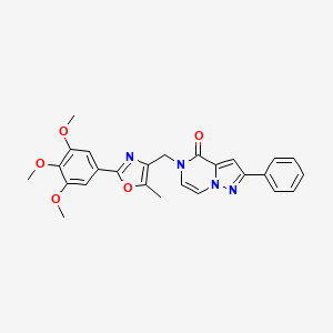 molecular formula C26H24N4O5 B2625213 5-((5-甲基-2-(3,4,5-三甲氧基苯基)恶唑-4-基)甲基)-2-苯基吡唑并[1,5-a]哒嗪-4(5H)-酮 CAS No. 1359488-36-0