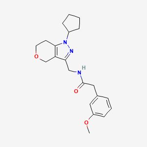 molecular formula C21H27N3O3 B2625215 N-((1-cyclopentyl-1,4,6,7-tetrahydropyrano[4,3-c]pyrazol-3-yl)methyl)-2-(3-methoxyphenyl)acetamide CAS No. 1788533-33-4