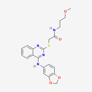 2-((4-(benzo[d][1,3]dioxol-5-ylamino)quinazolin-2-yl)thio)-N-(3-methoxypropyl)acetamide